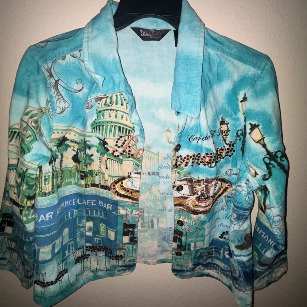 Talbots Teal Graphic Jacket
